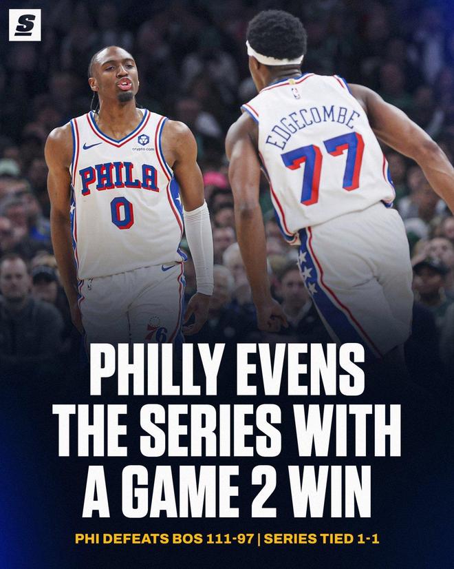 76人逆转绿军扳平大比分，埃奇库姆创历史神迹