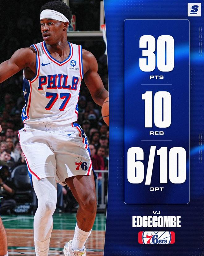 76人逆转绿军扳平大比分，埃奇库姆创历史神迹